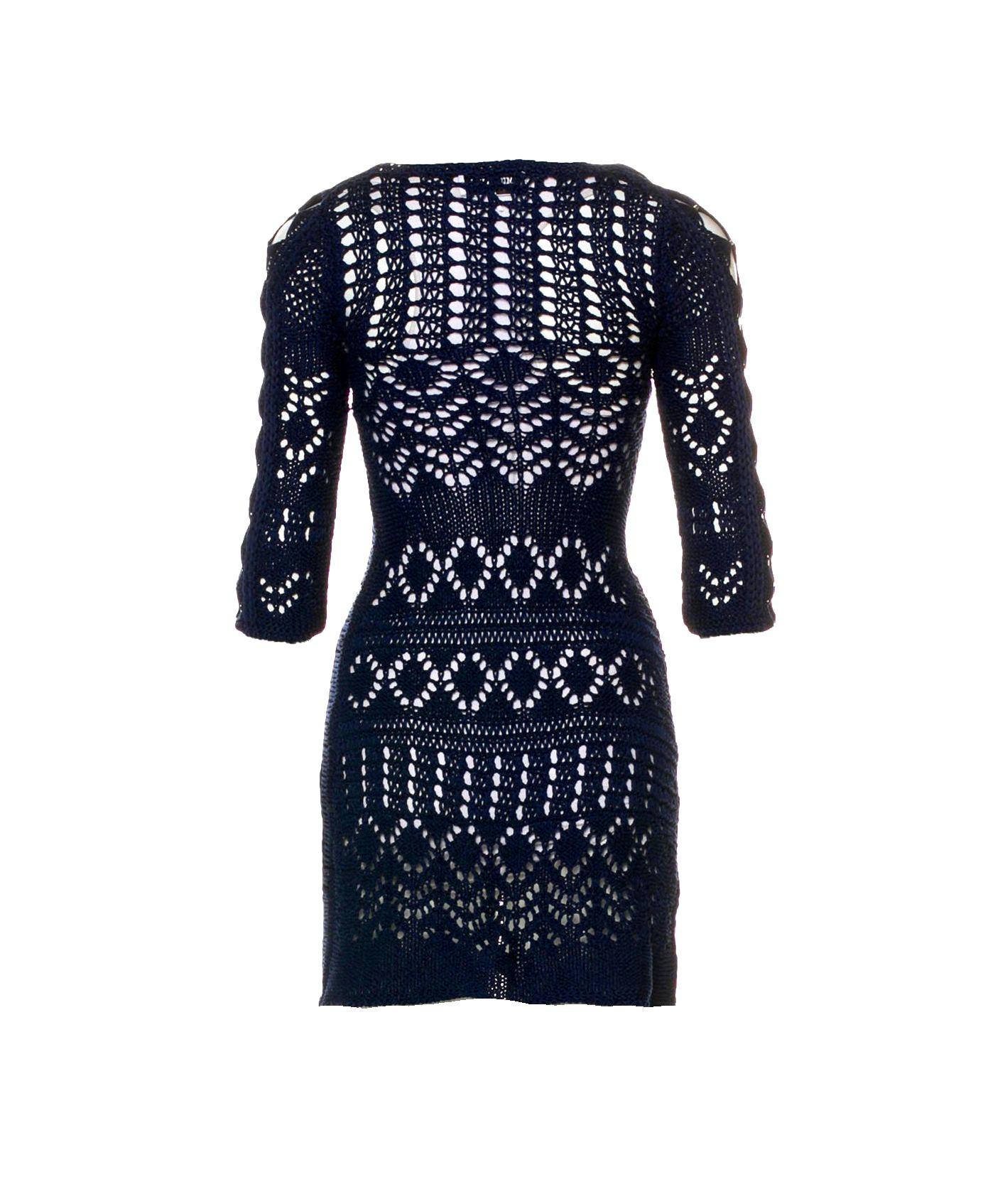 NEW Emilio Pucci Navy Blue Crochet Knit Mini Dress with Cutout Details ...
