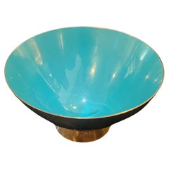 Superbe bol décoratif en laiton émaillé de Gorham