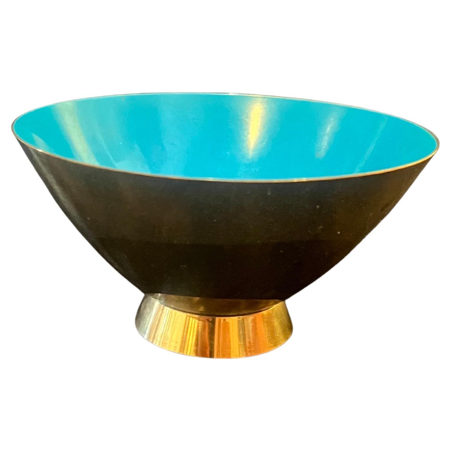 Mid-Century Modern Gorgeous Enameled Decorative Bowl in Brass by Gorham