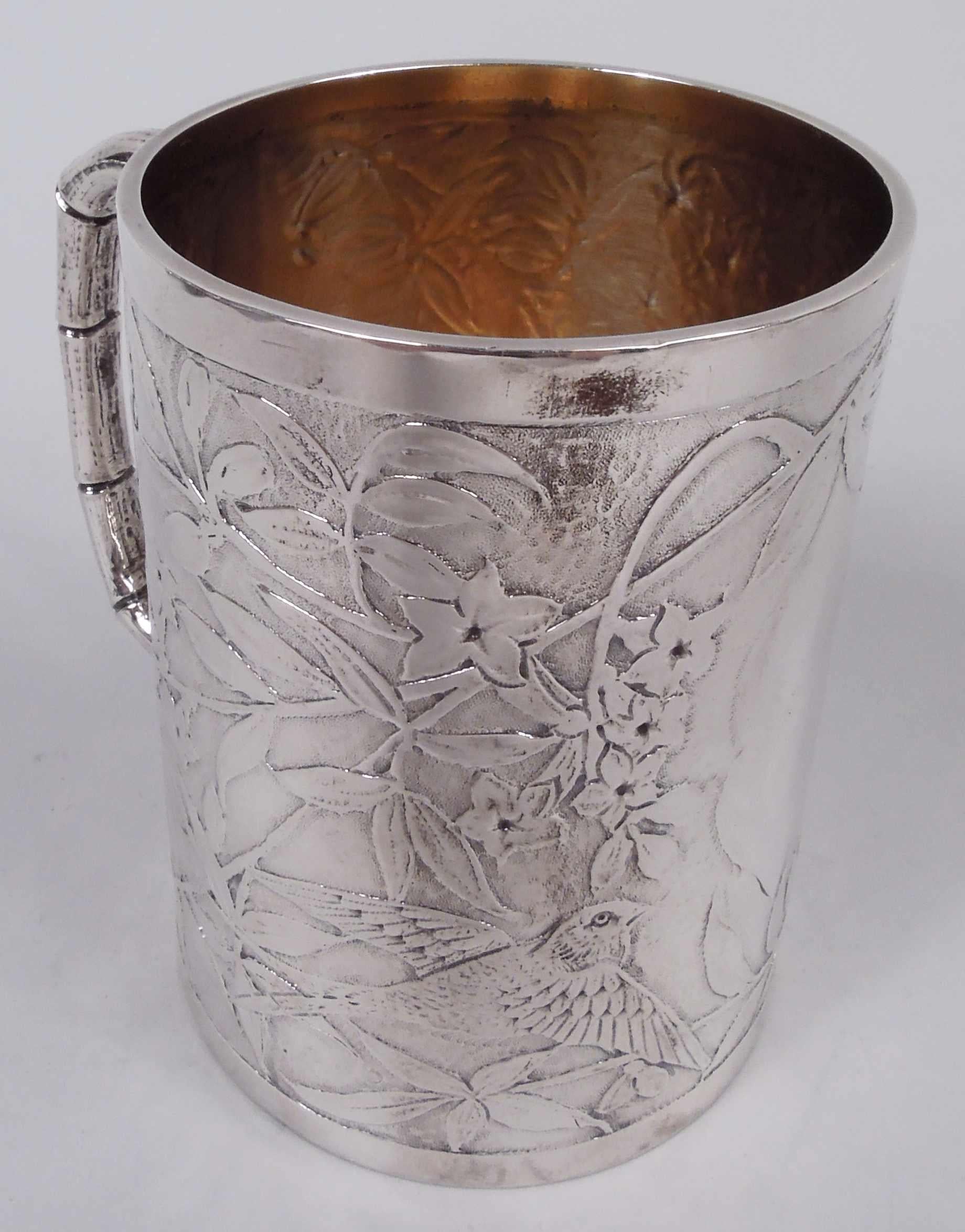 Gorgeous English Victorian Japonesque Sterling Silver Baby Cup, 1877 In Good Condition For Sale In New York, NY