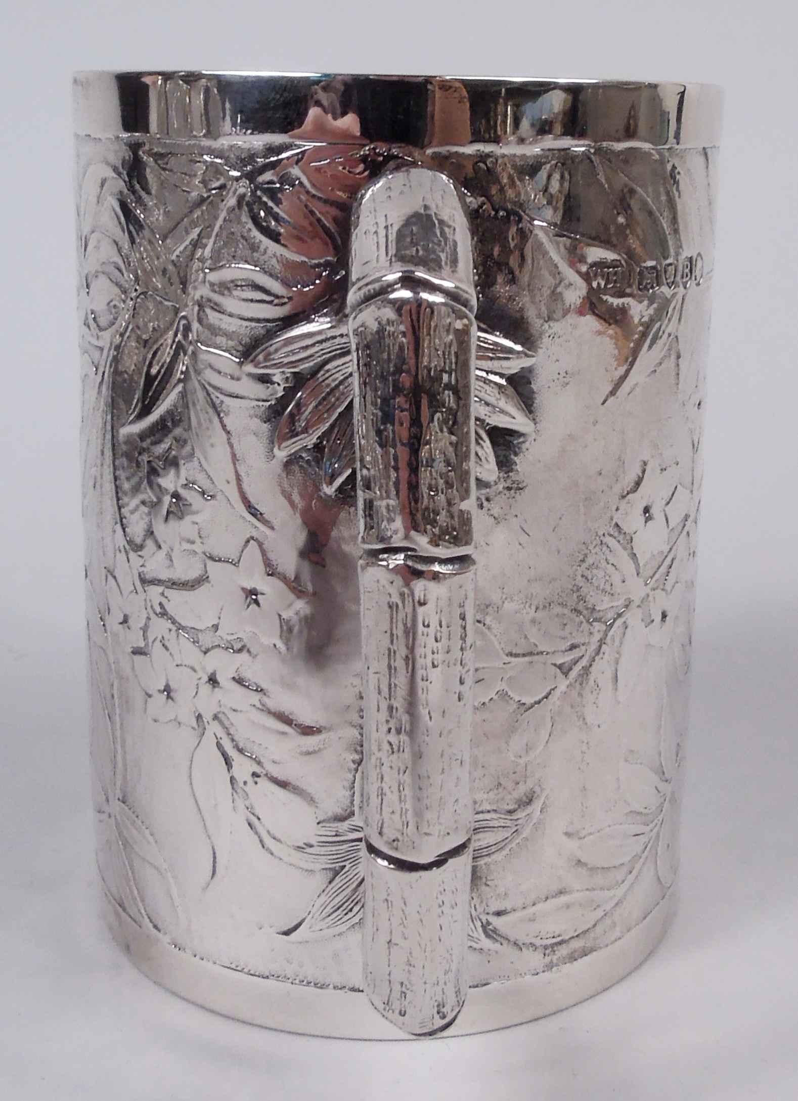 Gorgeous English Victorian Japonesque Sterling Silver Baby Cup, 1877 For Sale 2