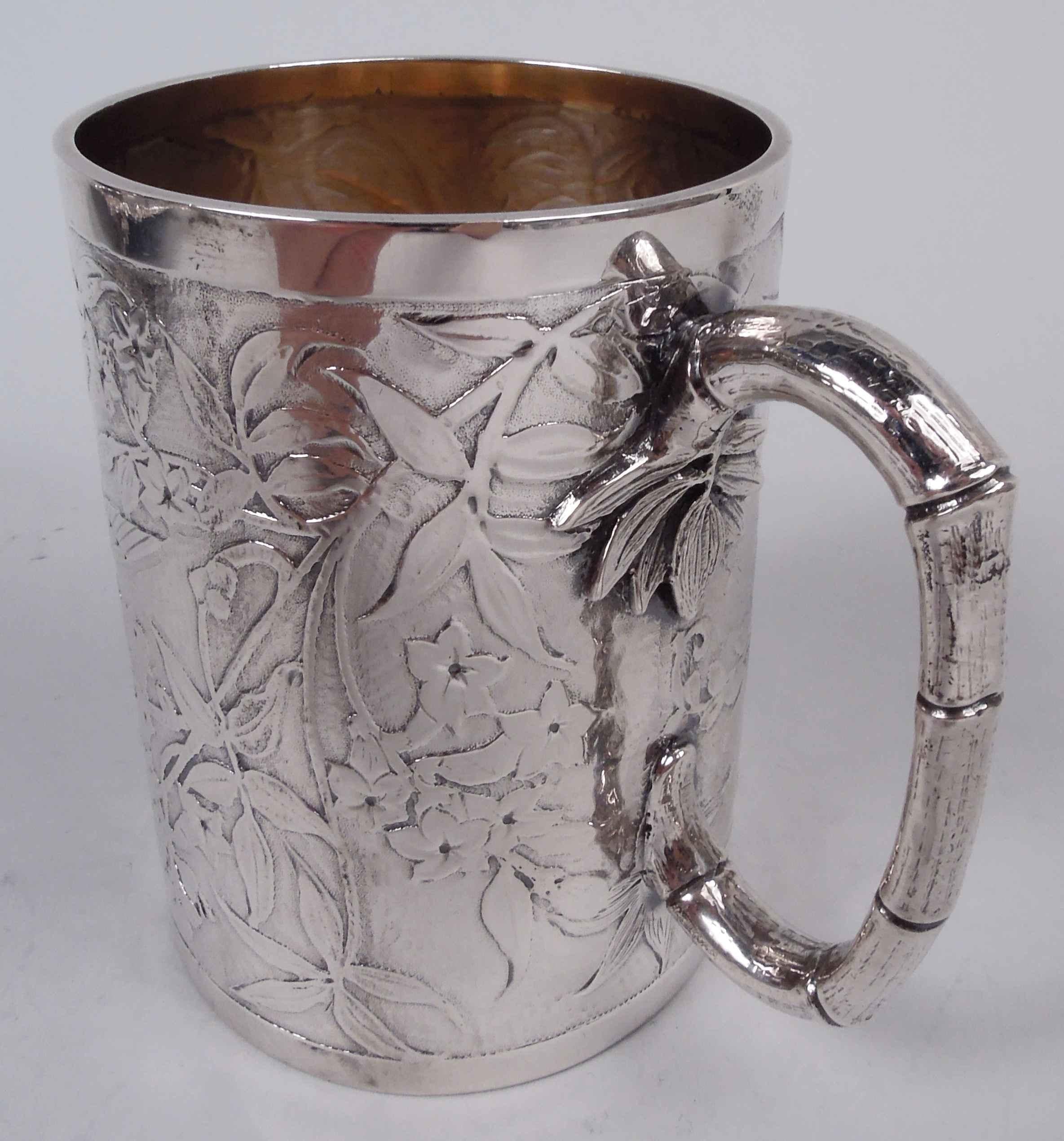 Gorgeous English Victorian Japonesque Sterling Silver Baby Cup, 1877 For Sale 3