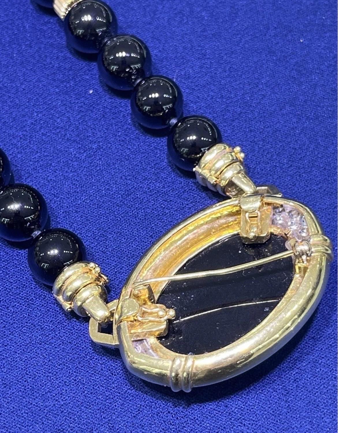Superbe collier cocktail en or jaune 18 carats et onyx en vente 6