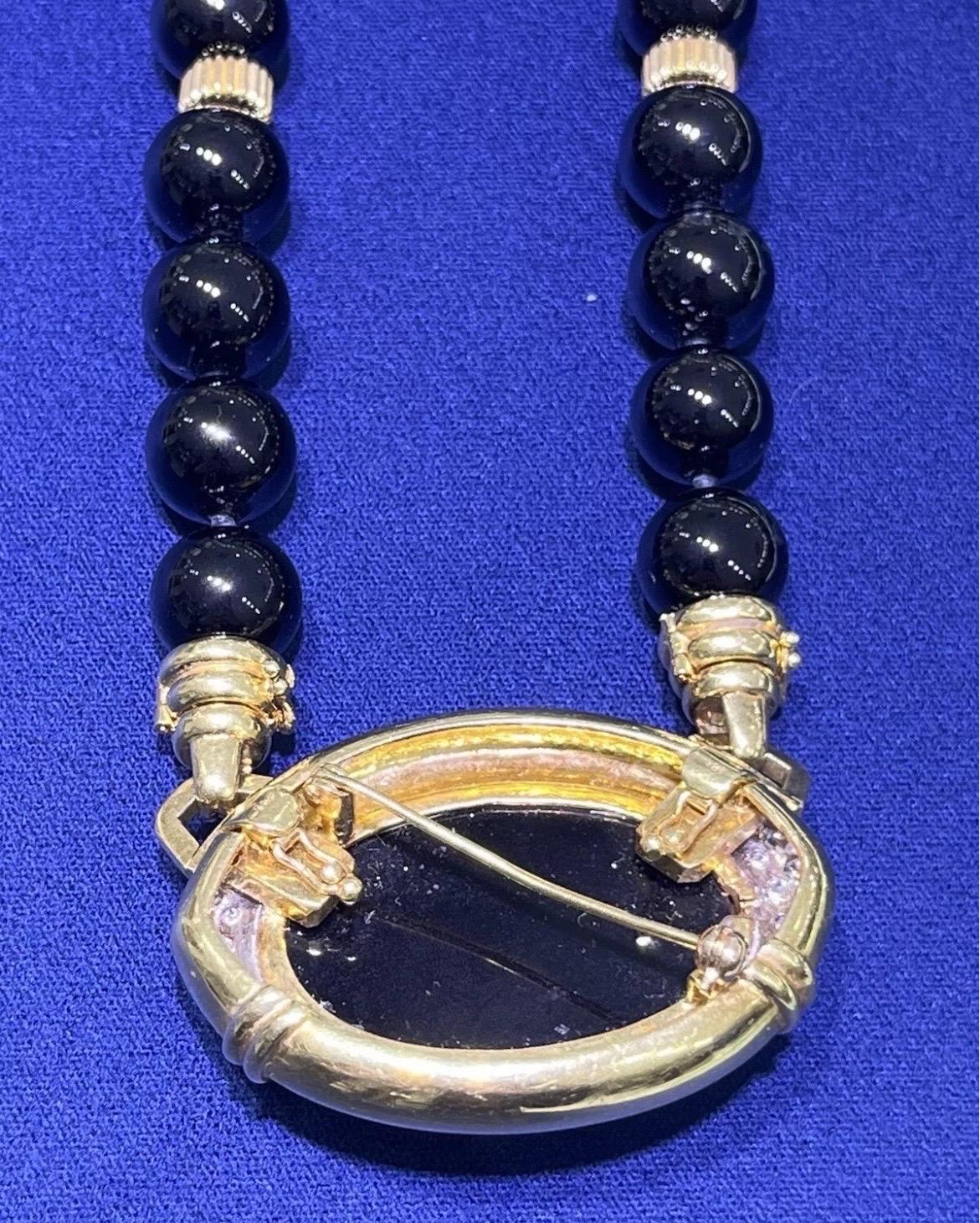 Superbe collier cocktail en or jaune 18 carats et onyx en vente 7