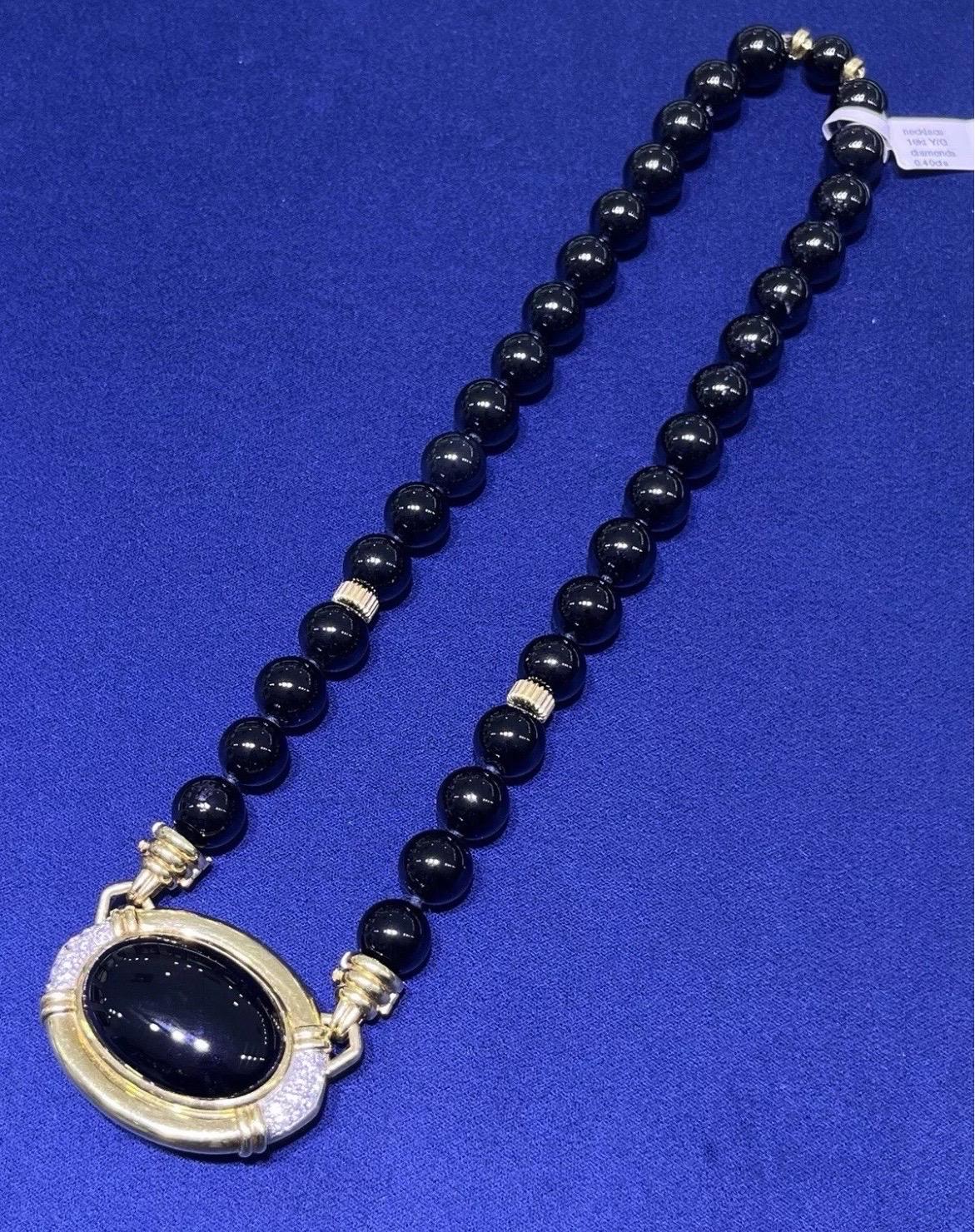 Superbe collier cocktail en or jaune 18 carats et onyx en vente 9