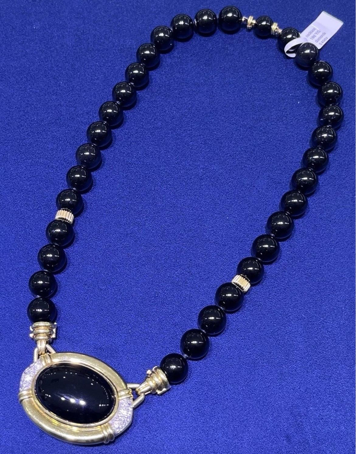 Superbe collier cocktail en or jaune 18 carats et onyx en vente 10