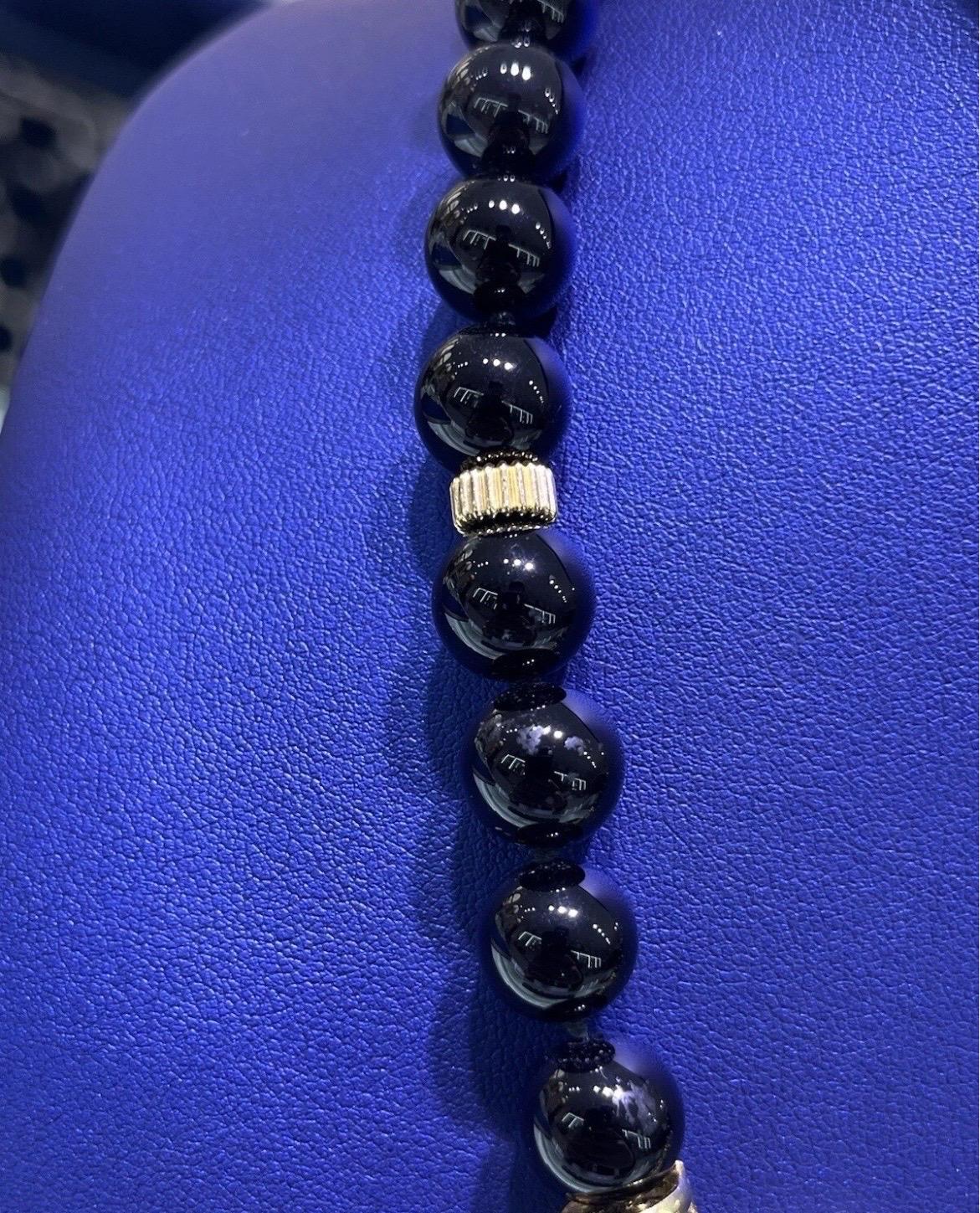 Superbe collier cocktail en or jaune 18 carats et onyx Pour femmes en vente