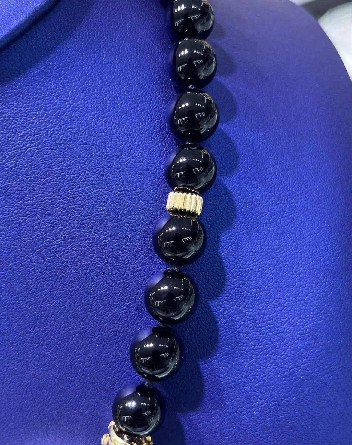 Superbe collier cocktail en or jaune 18 carats et onyx en vente 1