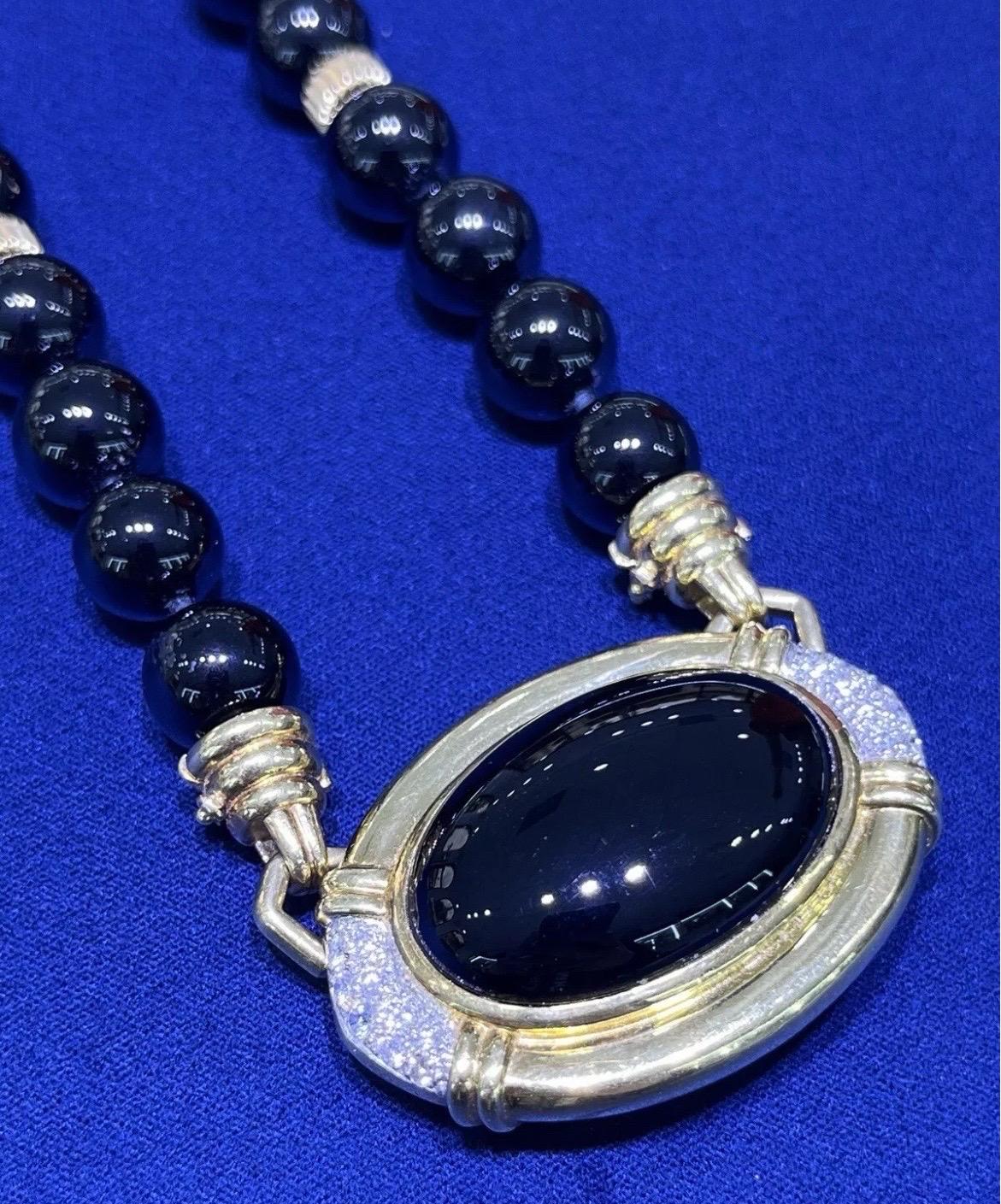 Superbe collier cocktail en or jaune 18 carats et onyx en vente 2