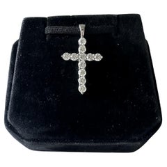 Splendida croce di diamanti di proprietà in oro bianco 14kt, usato
