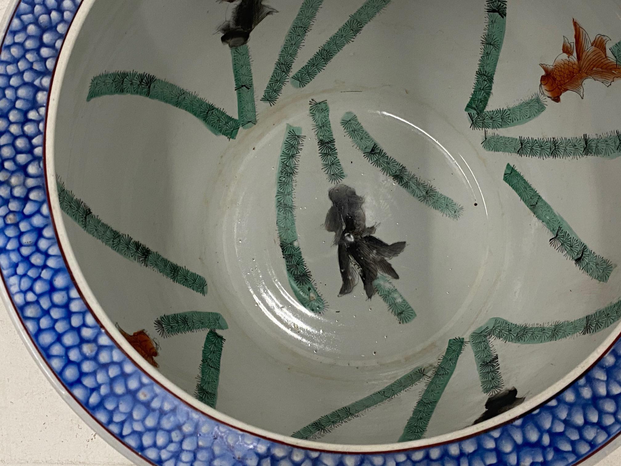 Qing Gorgeous Famille Noire Porcelain Fish Bowl