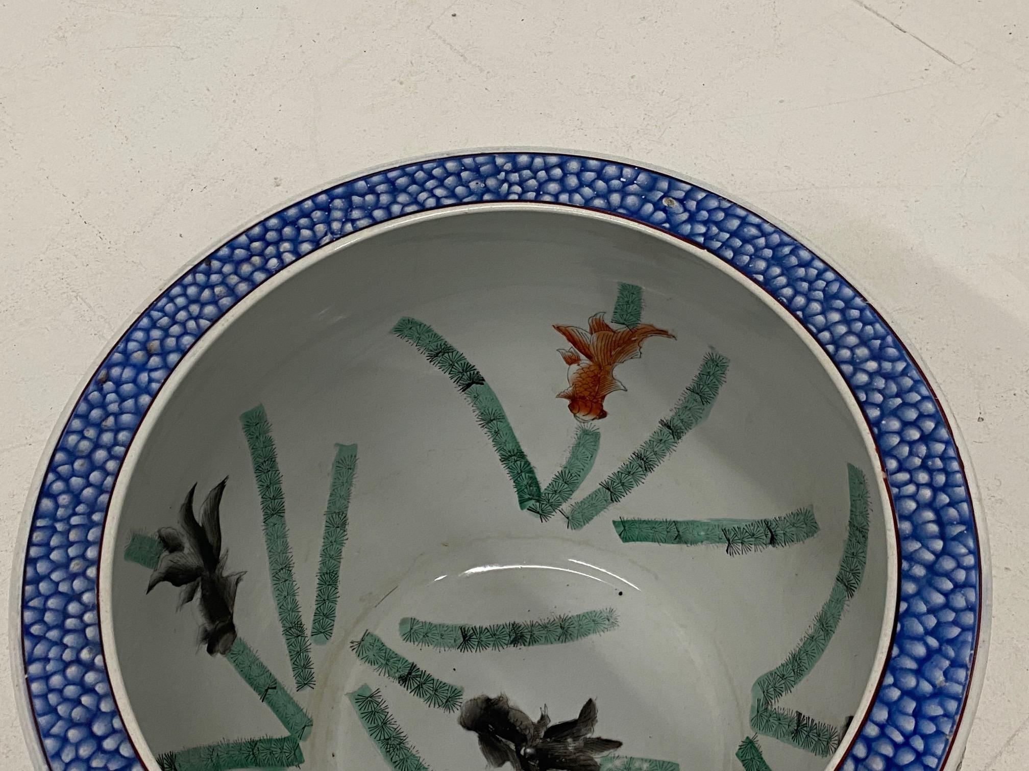 Chinese Gorgeous Famille Noire Porcelain Fish Bowl
