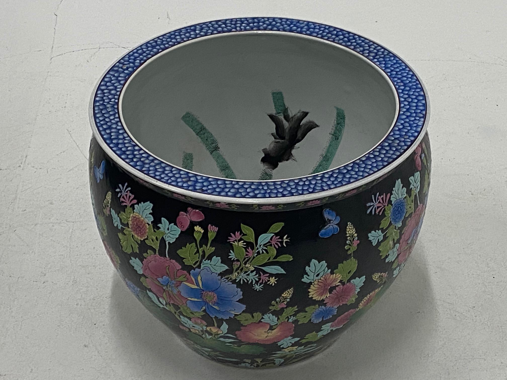 Gorgeous Famille Noire Porcelain Fish Bowl 2