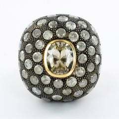Gorgeous Fancy Color Sapphire and Diamond Gold and Silver Ring
