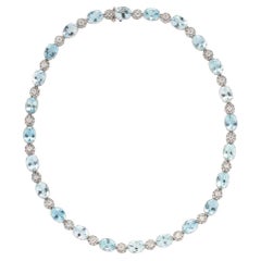 Gorgeous Fancy White Gold 30CT Large Aquamarine Diamond Strand Necklace