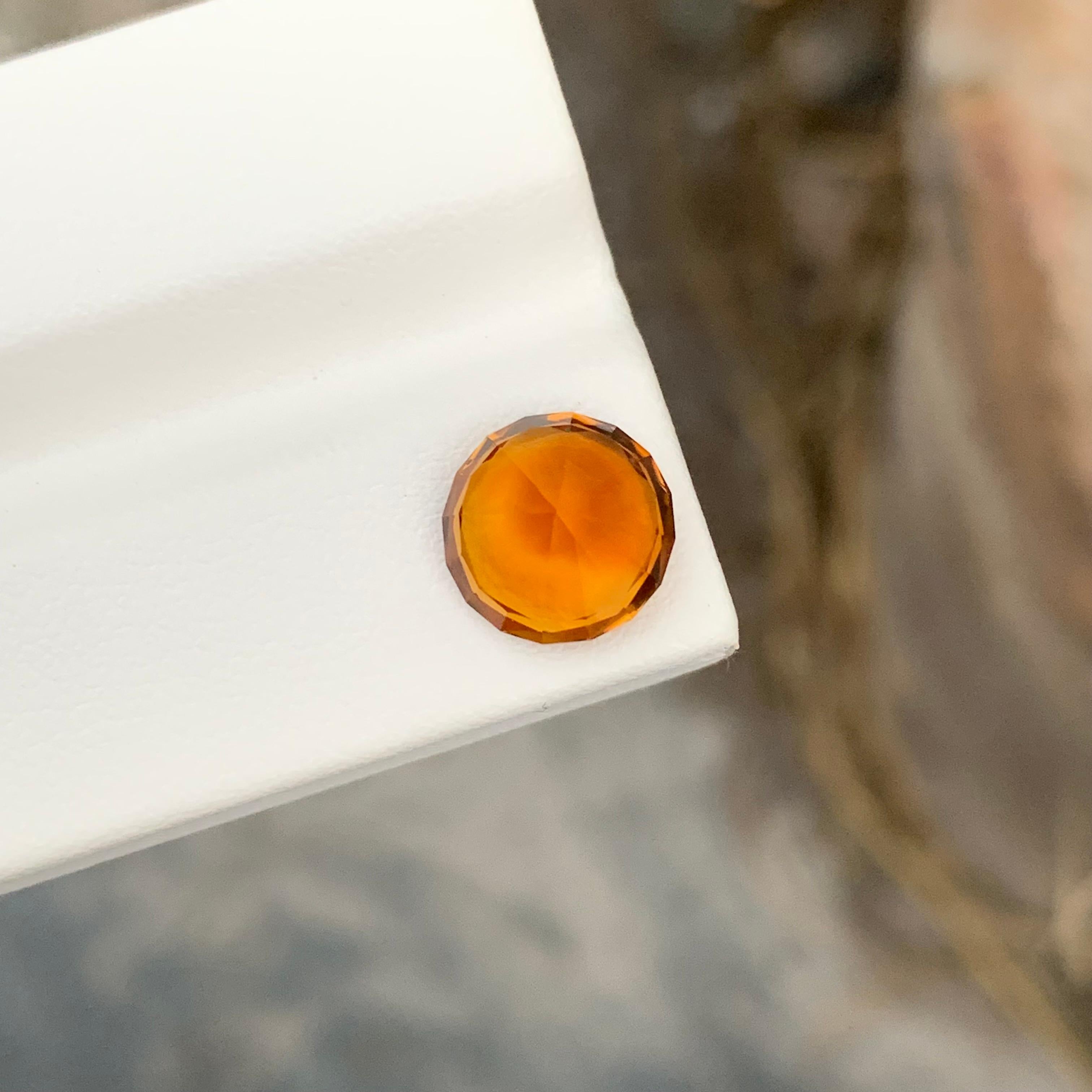 Gorgeous Fanta 3.10 Carats Round Shape Loose Madeira Citrine Ring Gem For Sale 3