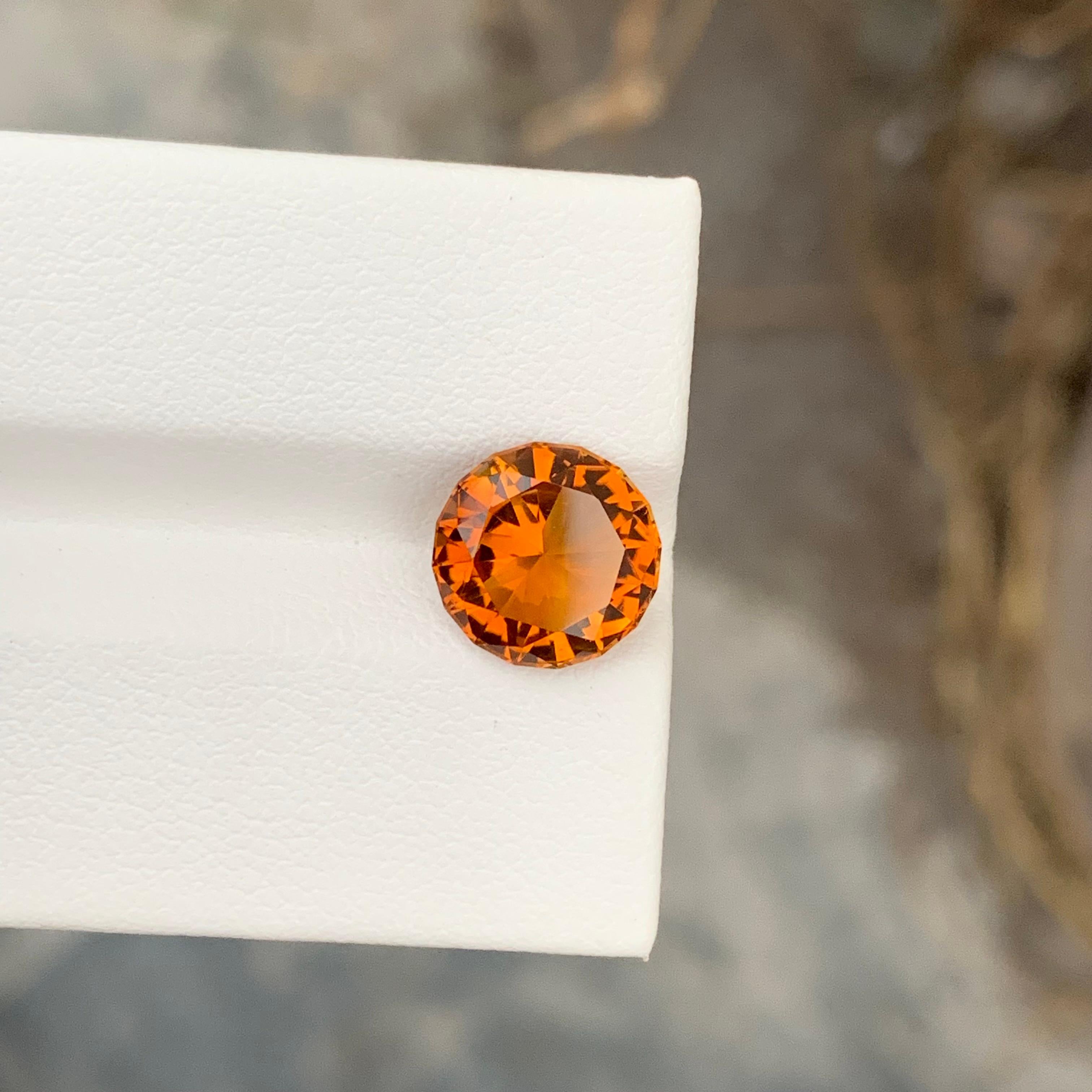 Round Cut Gorgeous Fanta 3.10 Carats Round Shape Loose Madeira Citrine Ring Gem For Sale