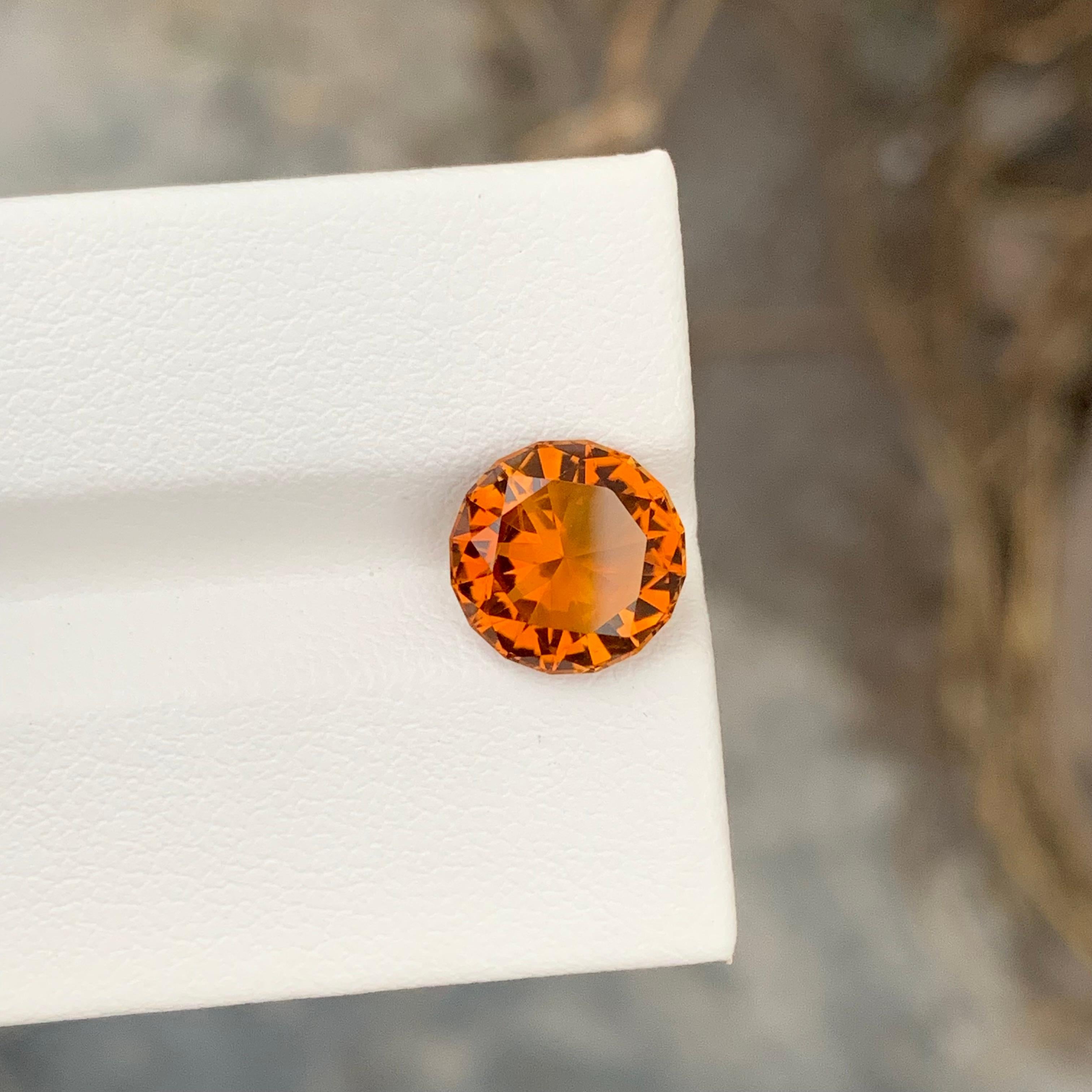 Round Cut Gorgeous Fanta 3.10 Carats Round Shape Loose Madeira Citrine Ring Gem For Sale