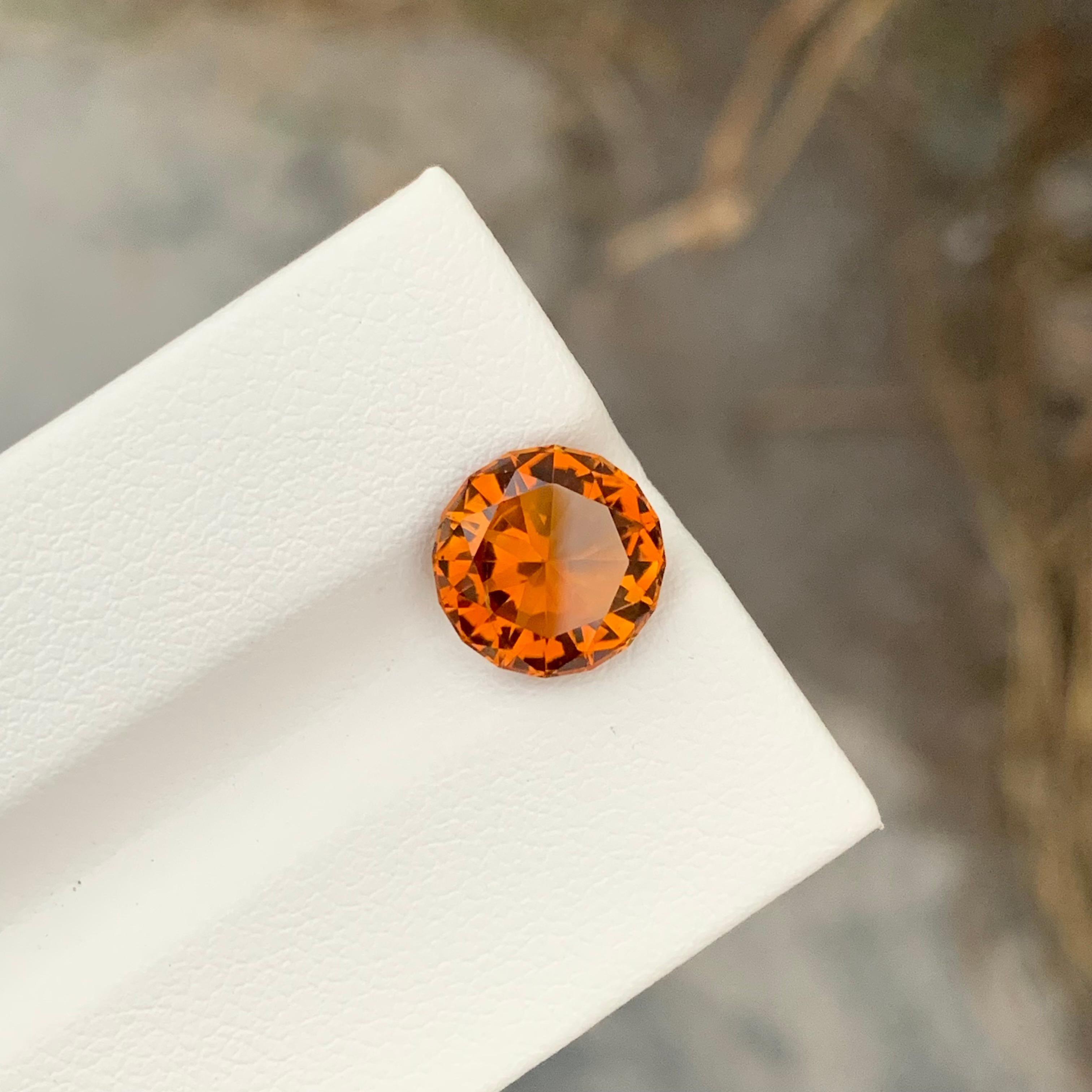 Gorgeous Fanta 3.10 Carats Round Shape Loose Madeira Citrine Ring Gem In New Condition For Sale In Peshawar, PK