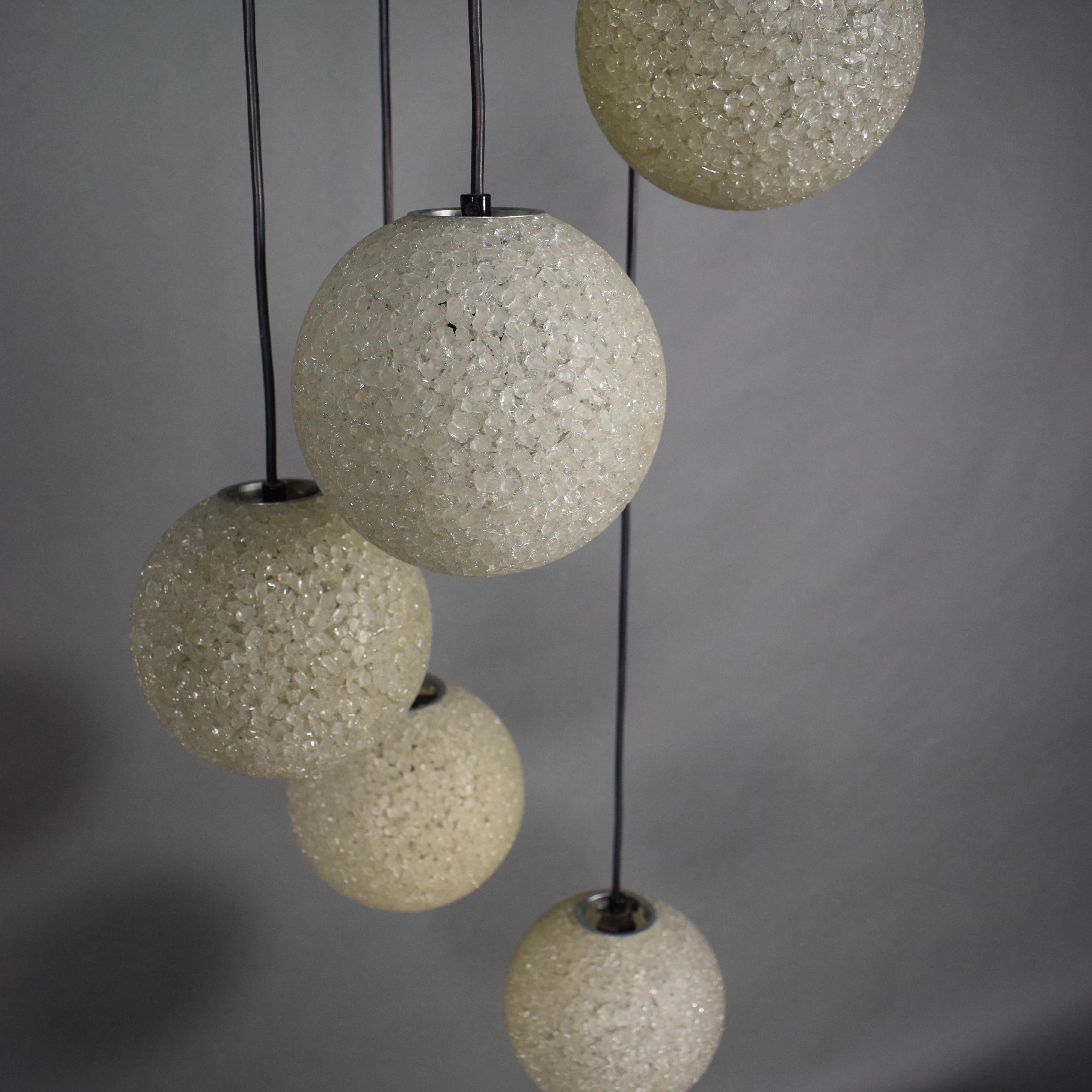Gorgeous Five-Globe Chandelier, 1970s in vendita 7