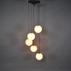 Dutch Five-Globe Ceiling Lamp / Chandelier, Lucite 1970s
