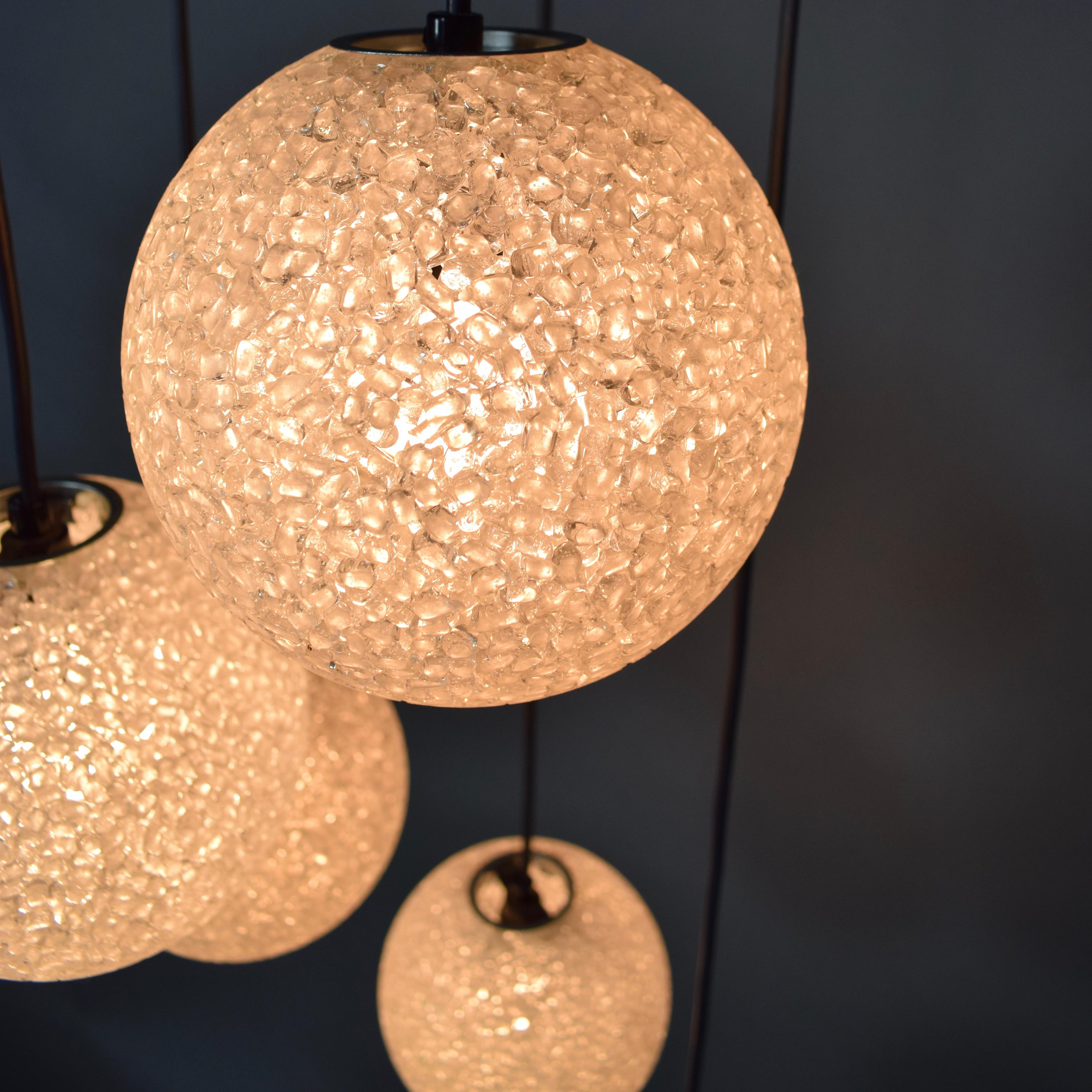 Europeo Gorgeous Five-Globe Chandelier, 1970s in vendita