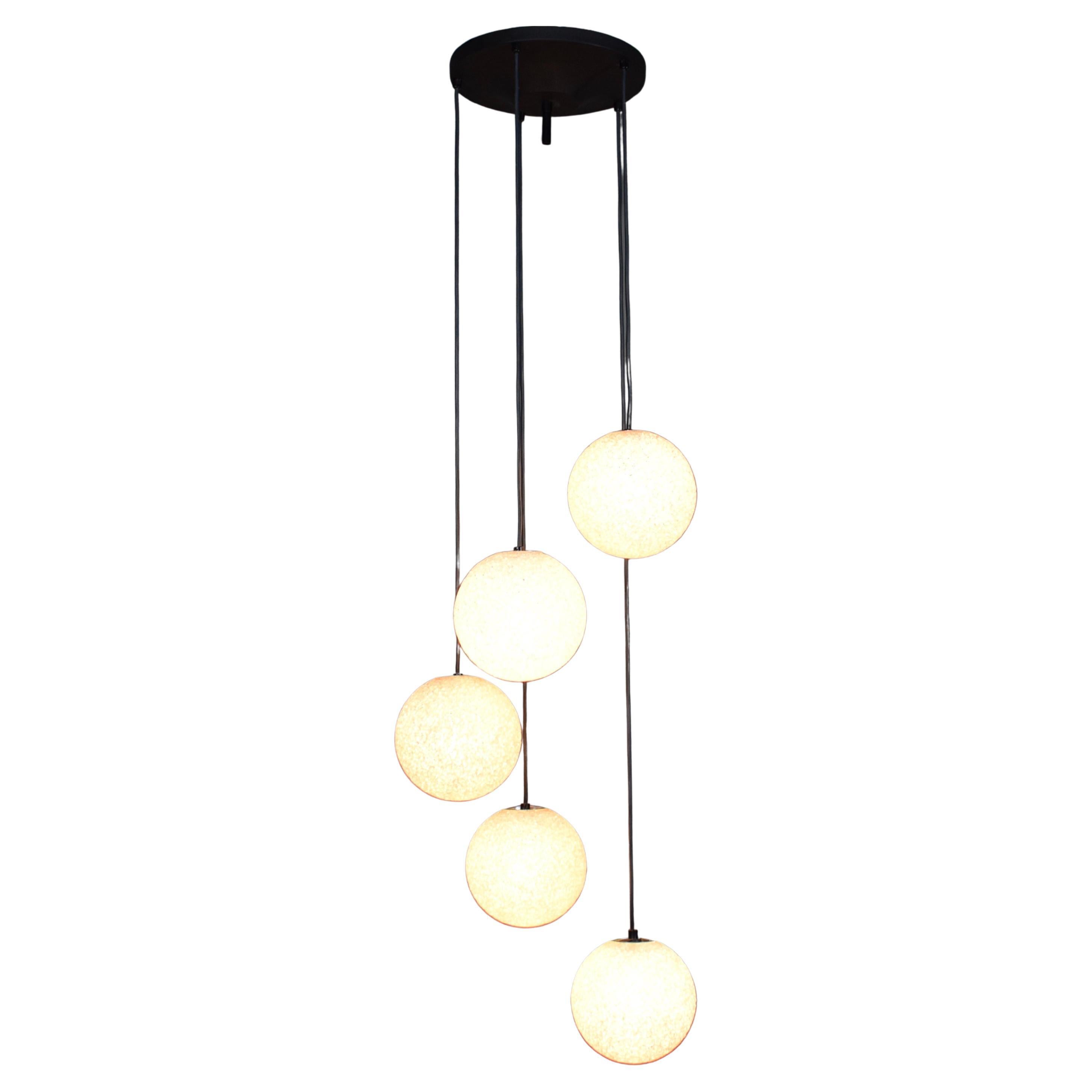 Gorgeous Five-Globe Chandelier, 1970s in vendita