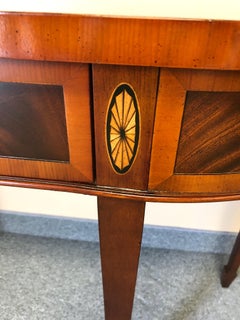 Gorgeous Flame Mahogany and Inlaid Demilune Console by Hekman