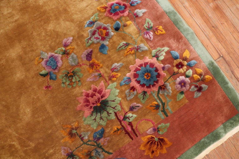 Gorgeous Floral Art Deco Chinese Room Size Souf Rug at 1stDibs