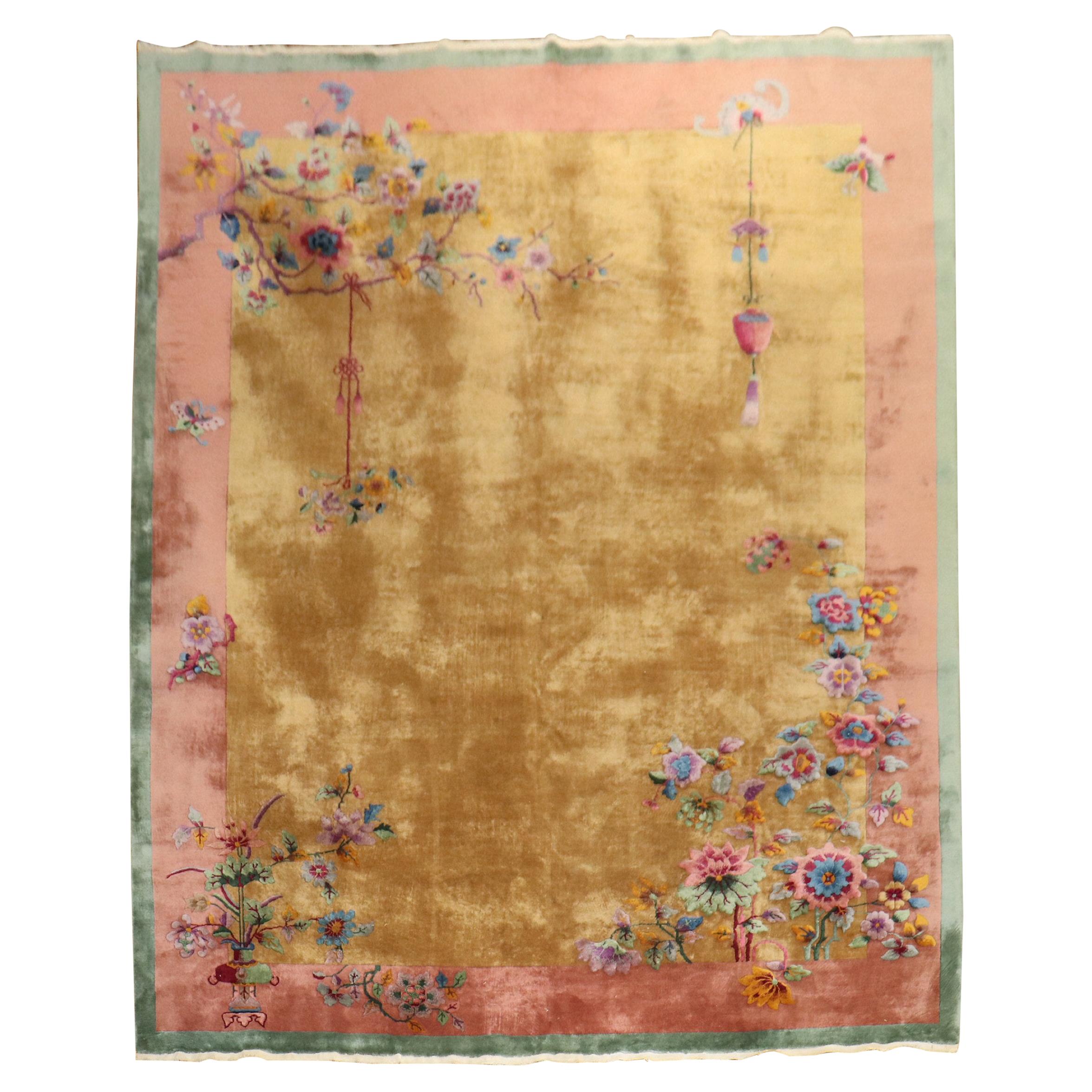 Gorgeous Floral Art Deco Chinese Room Size Souf Rug at 1stDibs