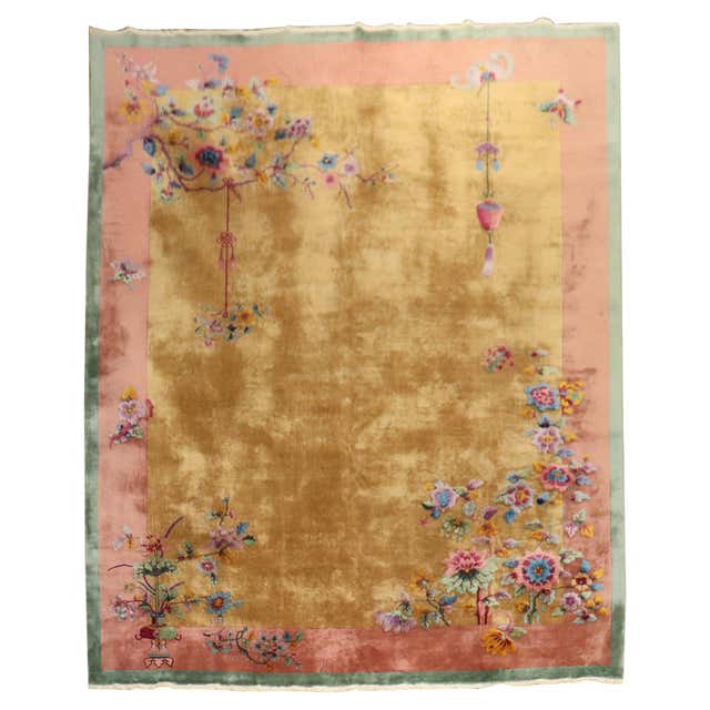 Gorgeous Floral Art Deco Chinese Room Size Souf Rug at 1stDibs
