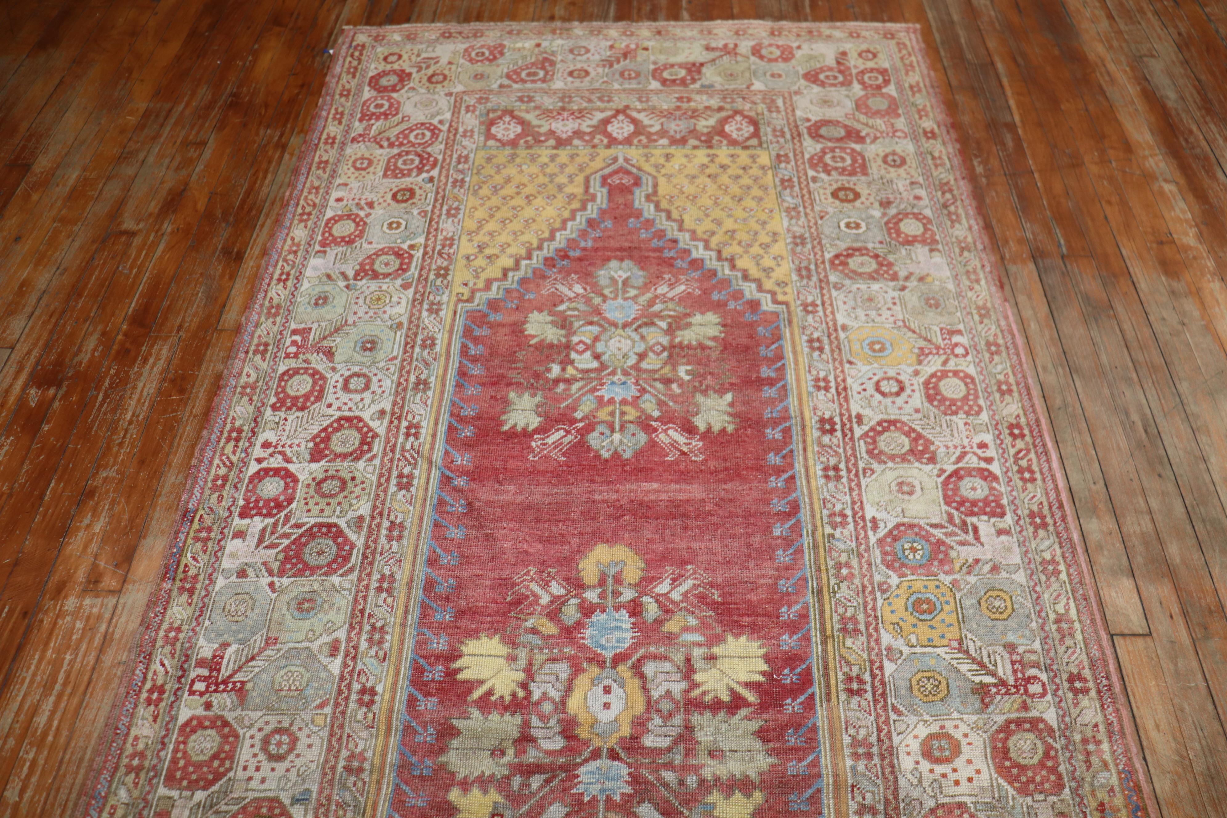 Hand-Knotted Gorgeous Floral Turkish Melas Antique Runner For Sale