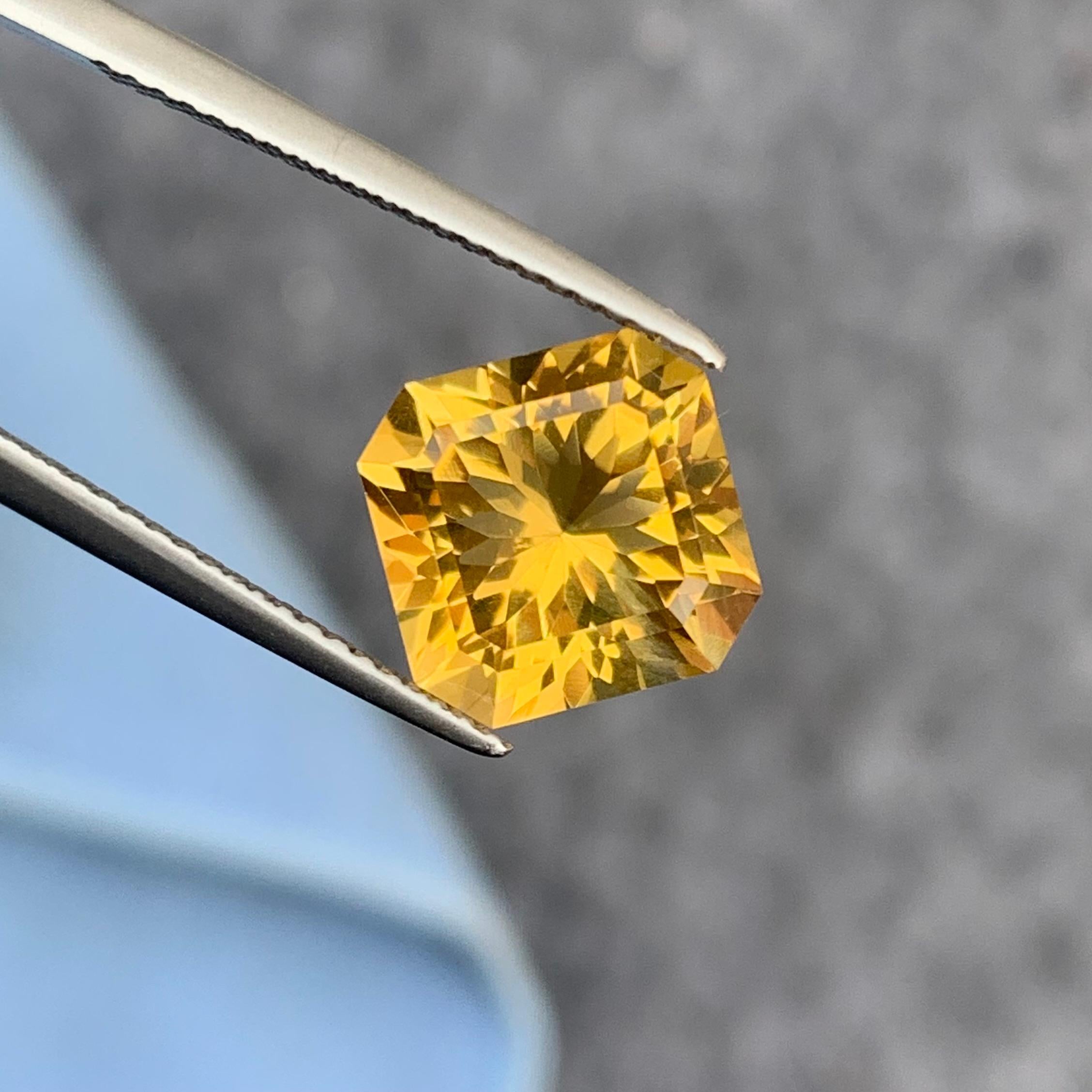 Gorgeous Flower Cut Faceted Yellow Citrine 3.80 Carat From Brazil For Sale 5