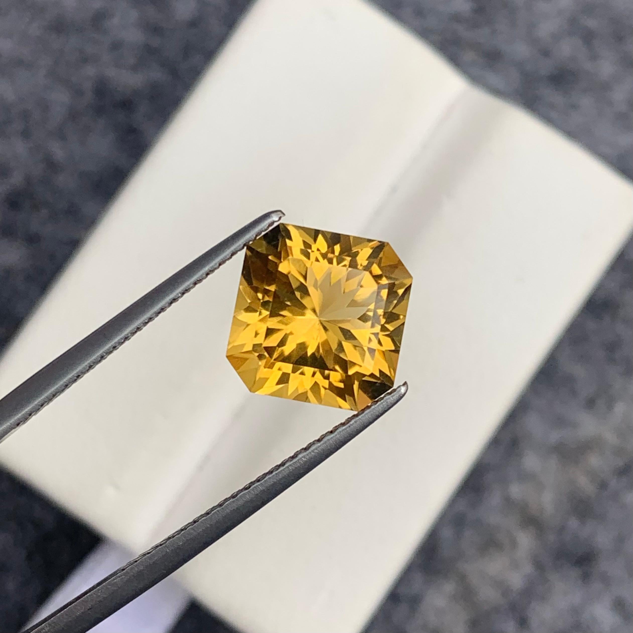 Gorgeous Flower Cut Faceted Yellow Citrine 3.80 Carat From Brazil For Sale 8