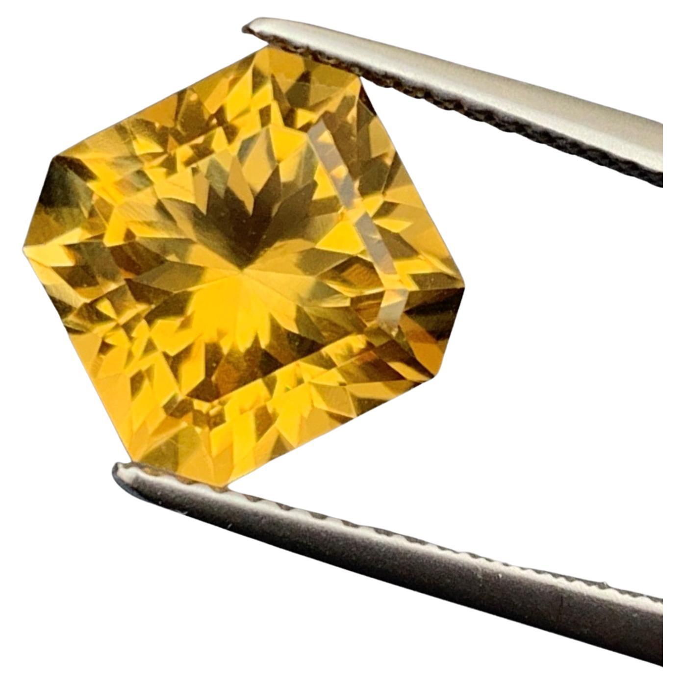 Gorgeous Flower Cut Faceted Yellow Citrine 3.80 Carat From Brazil