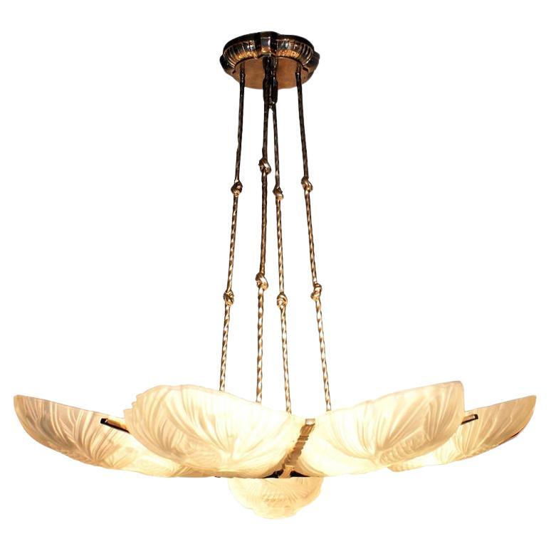 Gorgeous French Art Deco Chandelier by Sabino For Sale