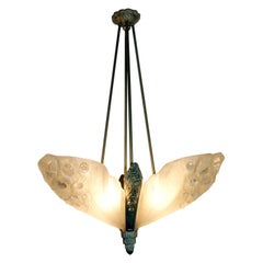 Gorgeous French Art Deco Chandelier Signed by Muller Frères Luneville