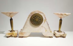 Gorgeous French Art Deco Clock Set and Two Tazzas Signed C.H PARIS and “JUST"