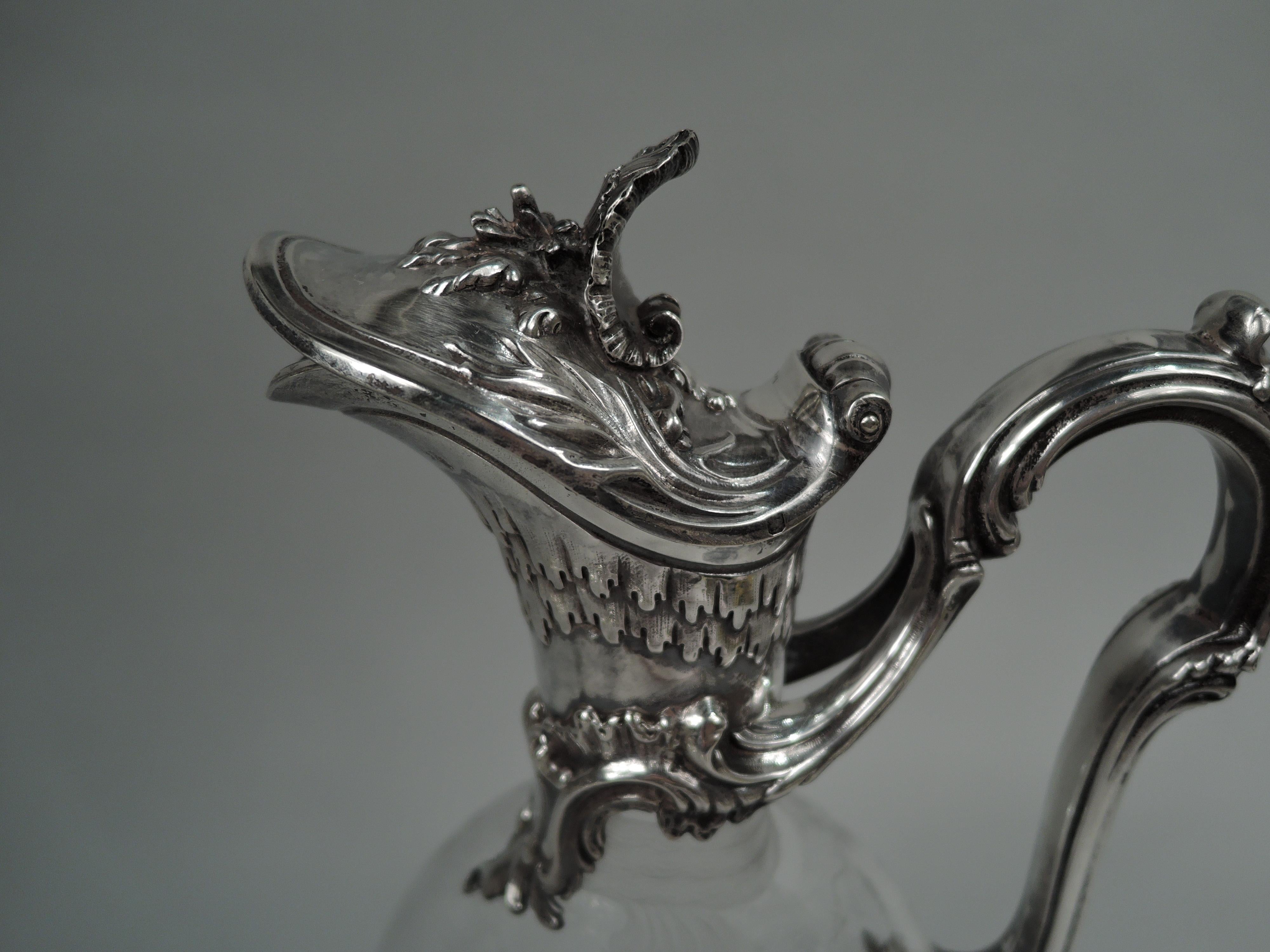 Rococo Revival Gorgeous French Belle Epoque Rococo Silver & Crystal Decanter For Sale