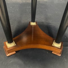 Gorgeous French Empire Style Round Side Table with Bronze Mounted Ebony Columns