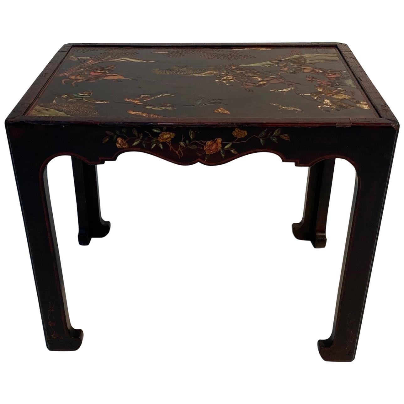 Superbe table d'appoint en laque française de style Chinoiserie de la Maison Jansen