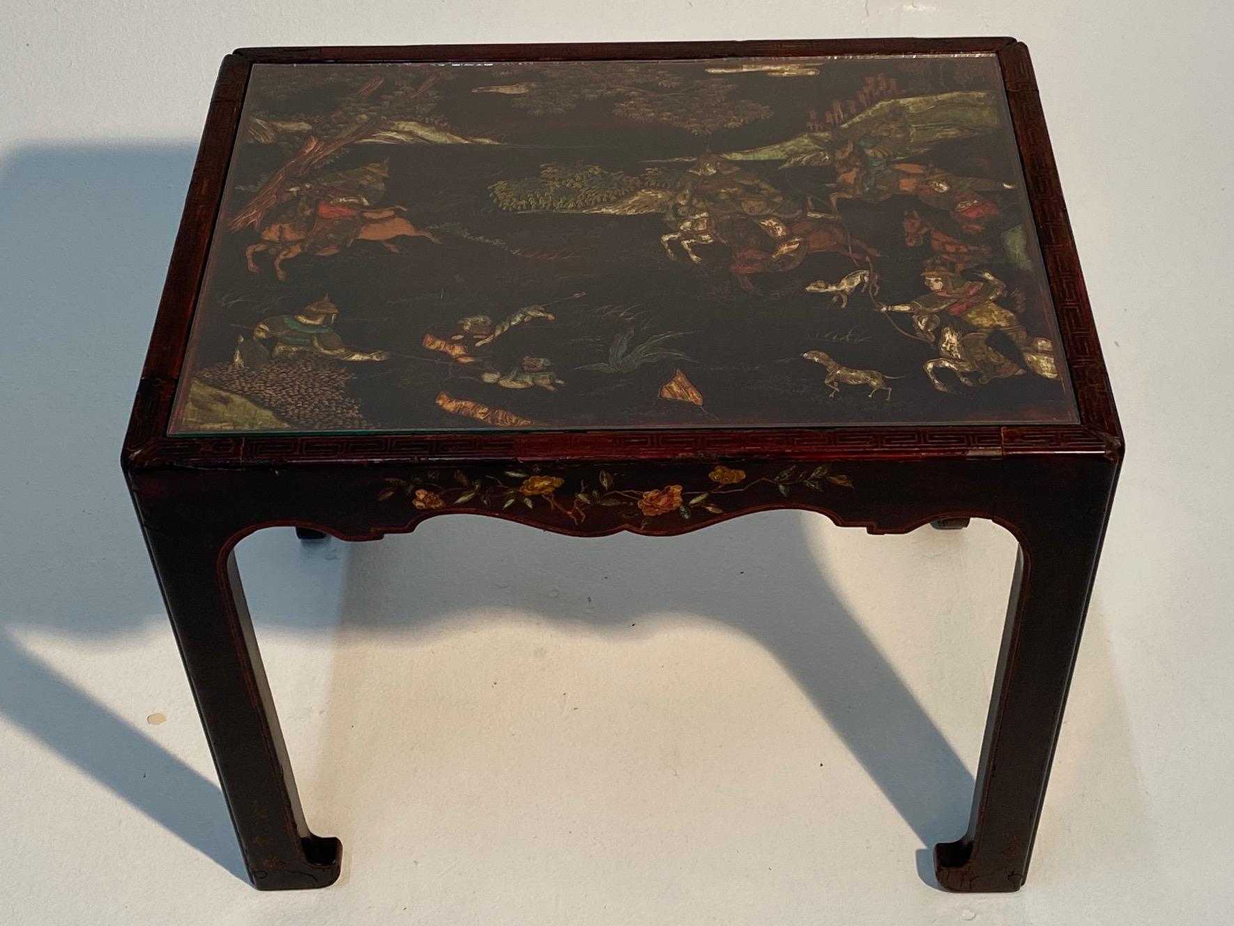 Gorgeous French Lacquer Chinoiserie End Table in Maison Jansen Style For Sale 5
