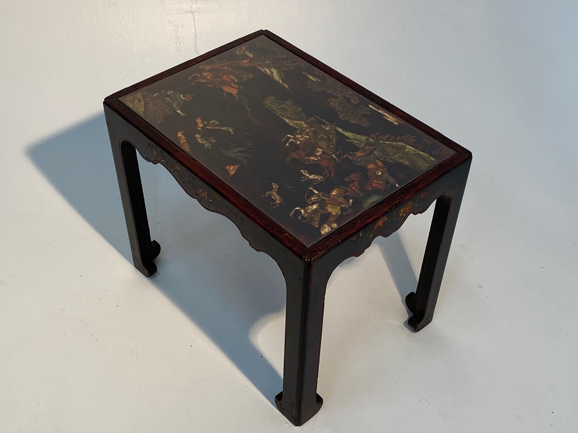 Gorgeous French Lacquer Chinoiserie End Table in Maison Jansen Style For Sale 6