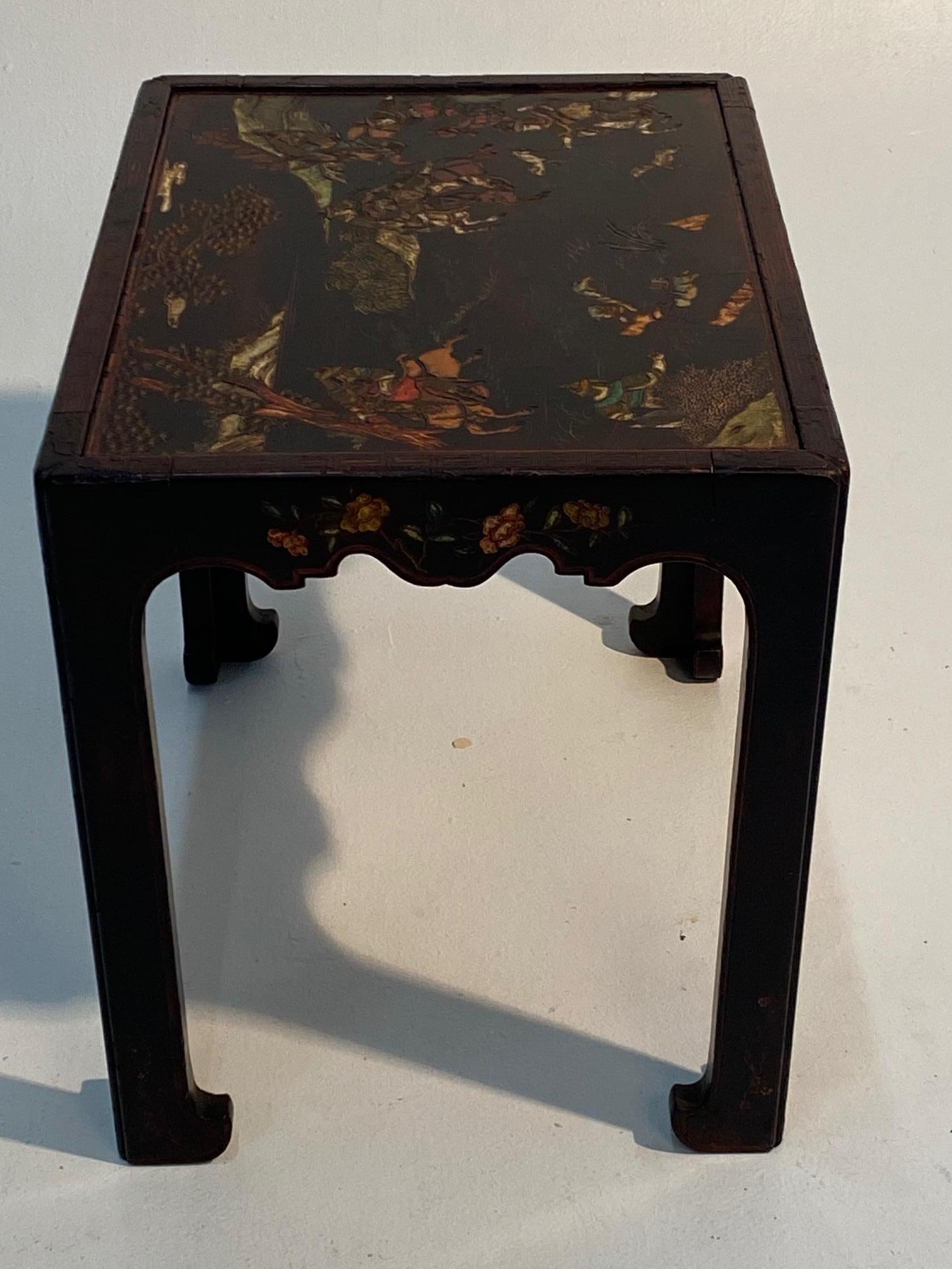 Gorgeous French Lacquer Chinoiserie End Table in Maison Jansen Style For Sale 7