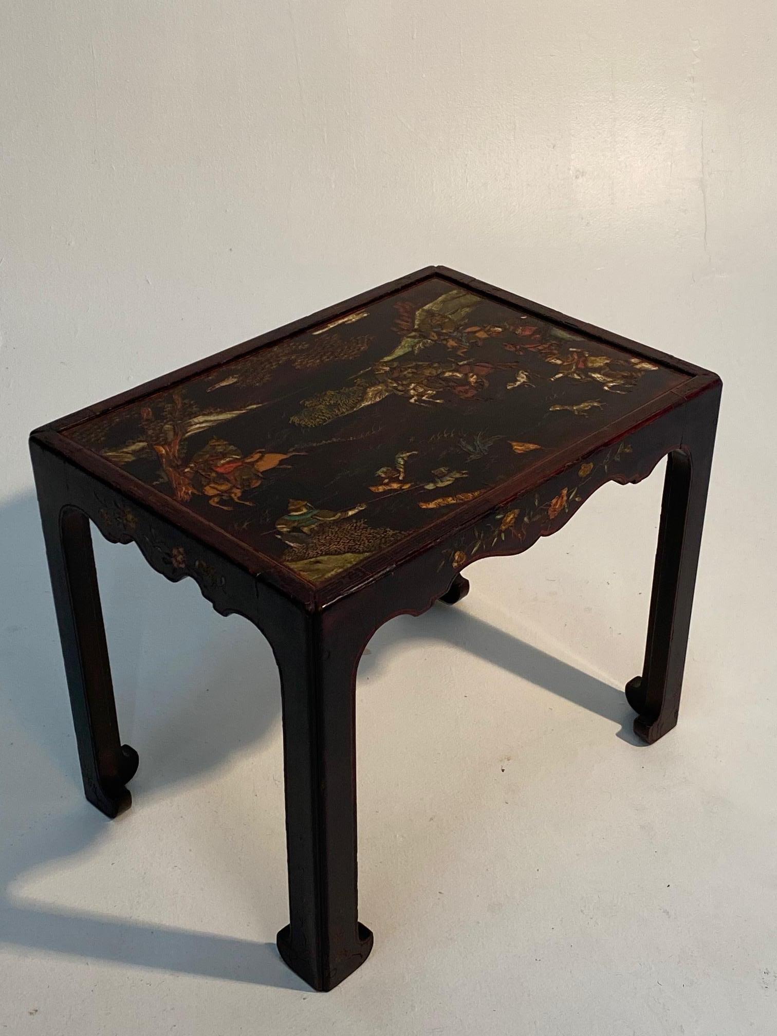 Mid-20th Century Gorgeous French Lacquer Chinoiserie End Table in Maison Jansen Style For Sale