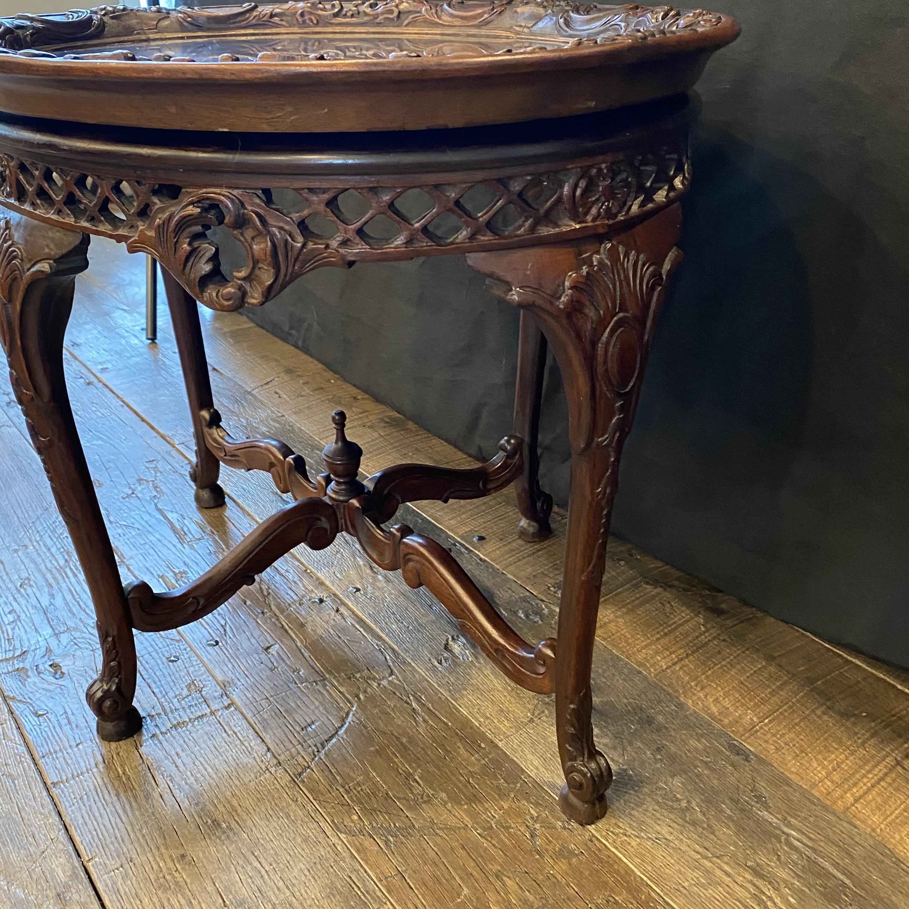 Gorgeous French Louis XV Carved Antique Walnut Side Table or Coffee Table 11
