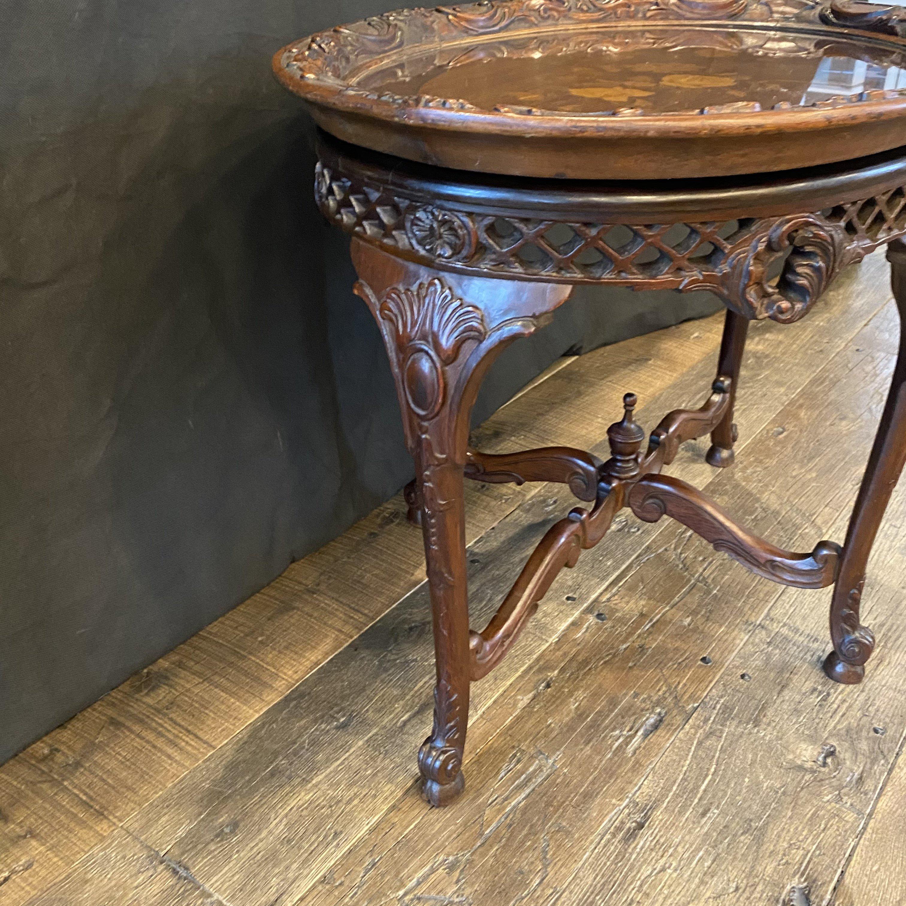 Gorgeous French Louis XV Carved Antique Walnut Side Table or Coffee Table 12