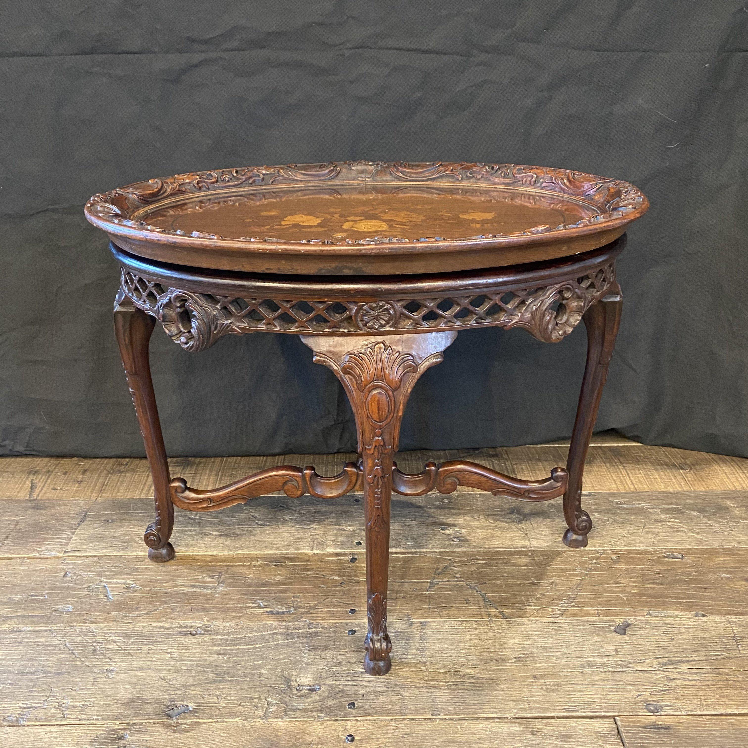 Gorgeous French Louis XV Carved Antique Walnut Side Table or Coffee Table 13