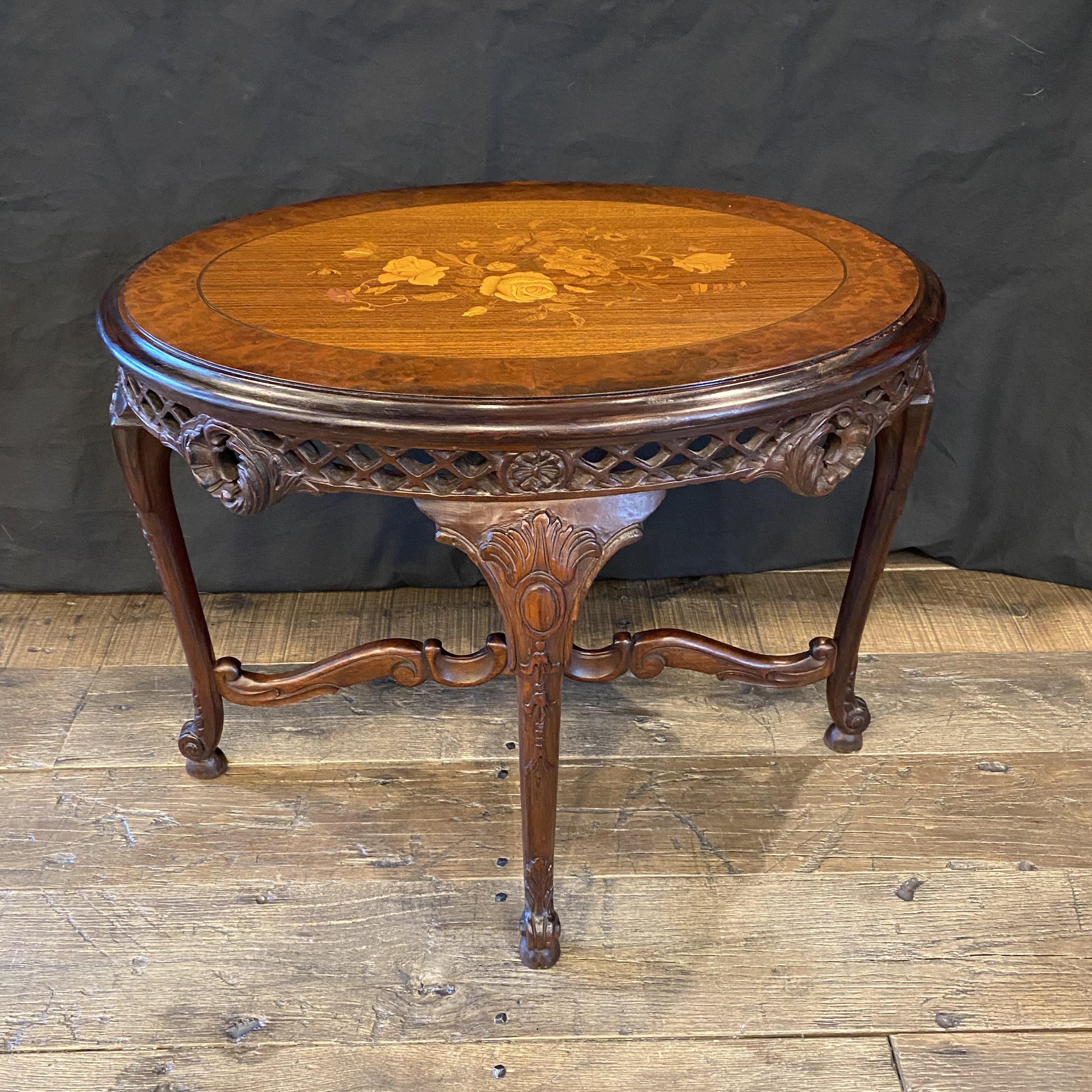 Gorgeous French Louis XV Carved Antique Walnut Side Table or Coffee Table 1