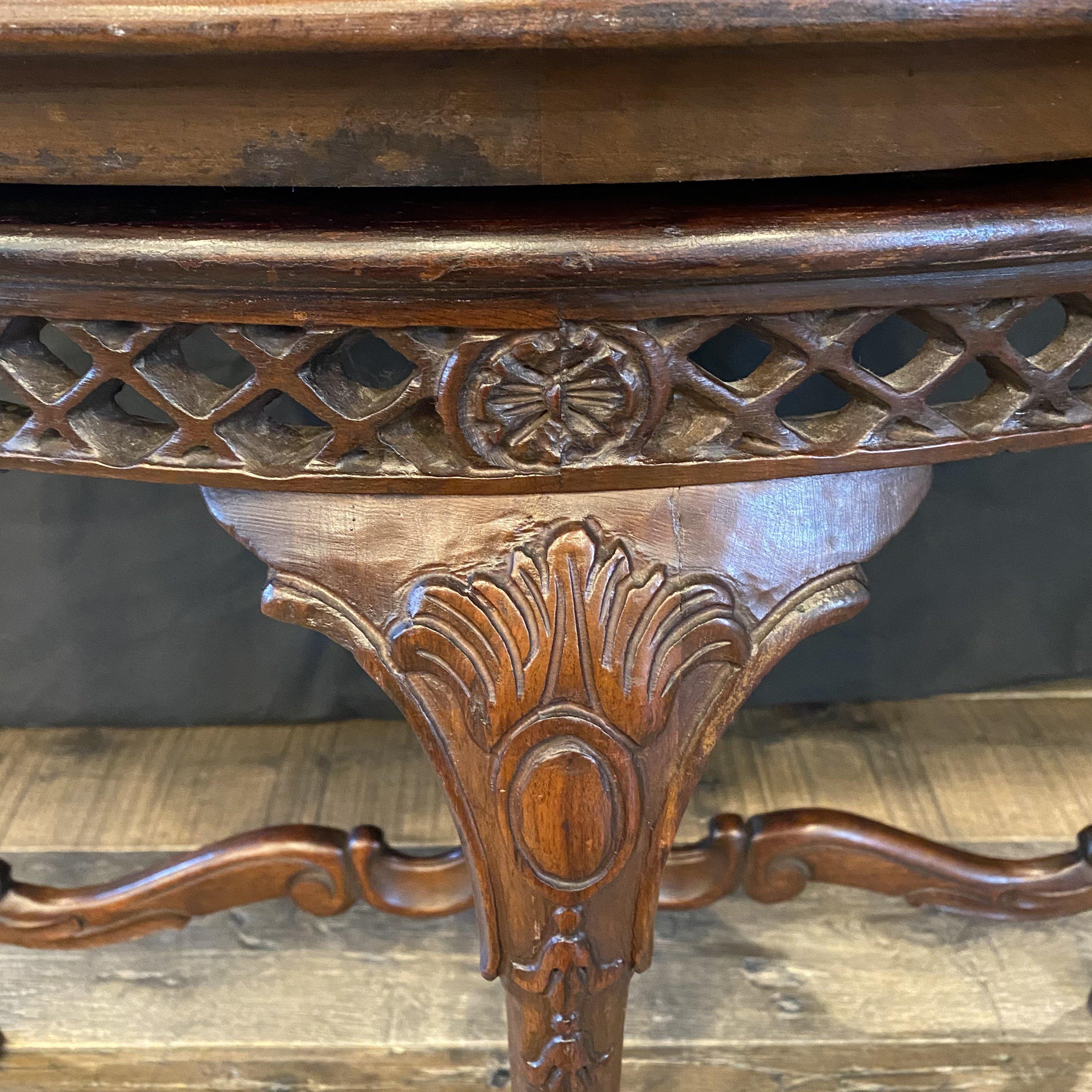 Gorgeous French Louis XV Carved Antique Walnut Side Table or Coffee Table 4